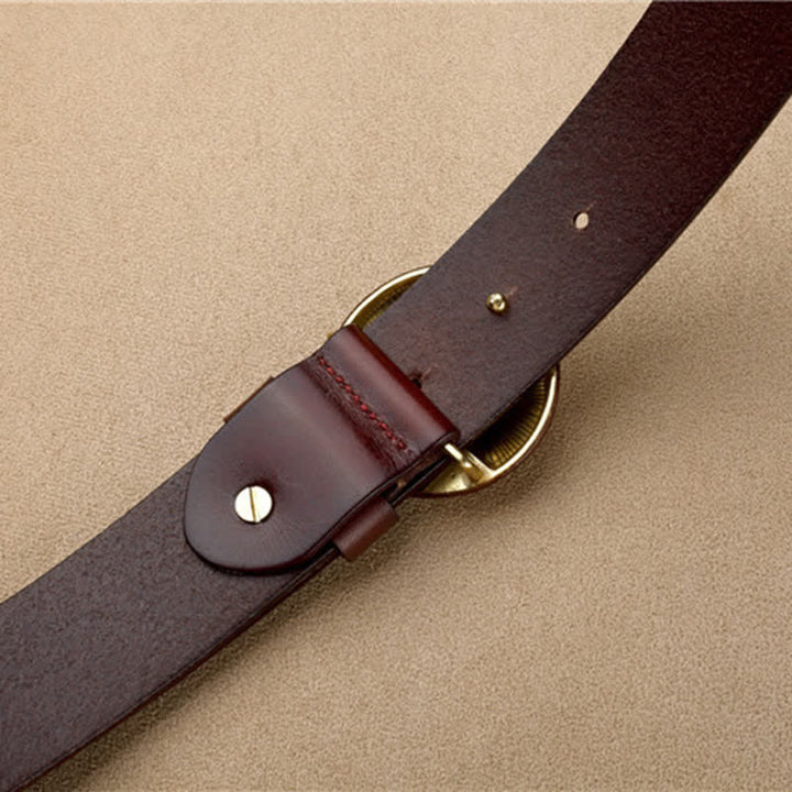 Men's Unique Design 3D Round Buckle Leather Belt - image 6