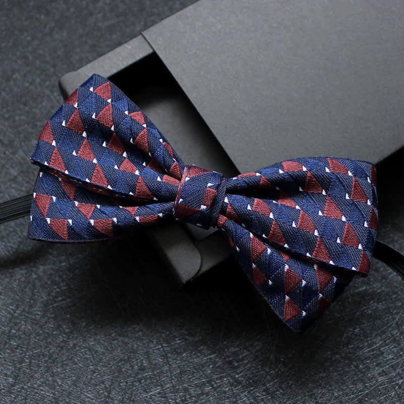 Men's Abstract Pattern Double Layers Bow Tie - Style #12 - image 13