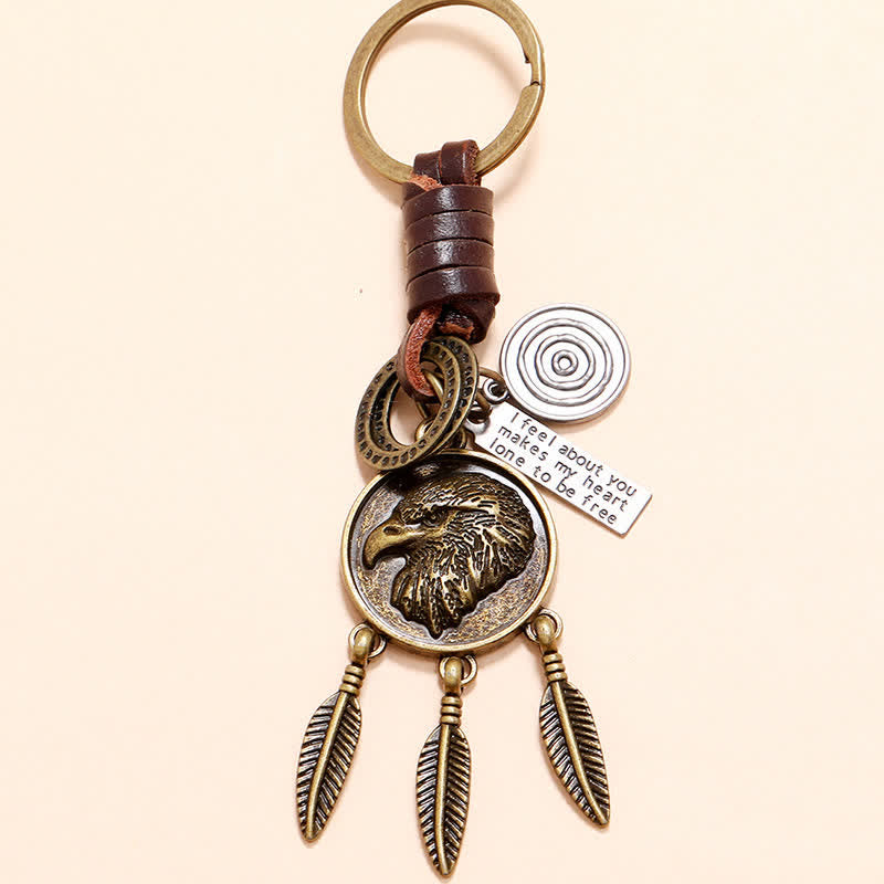 Eagle Head Dream Catcher Pendant Leather Keychain - image 2