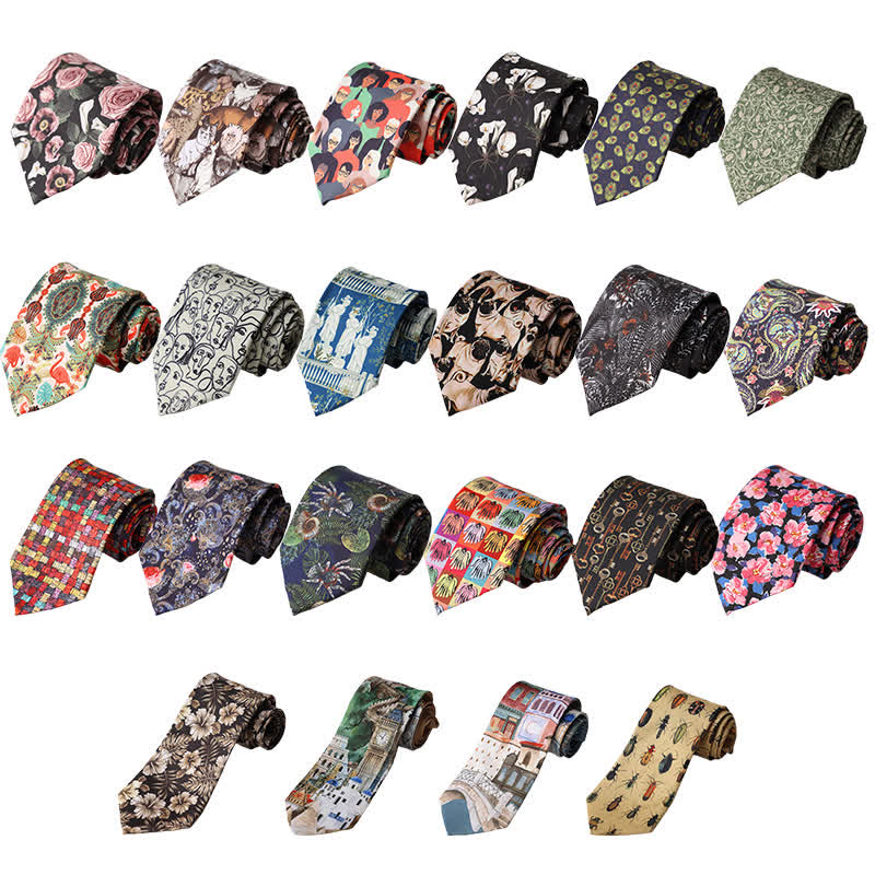 Men's Floral Animal Garden Scene Pattern Necktie - image 1