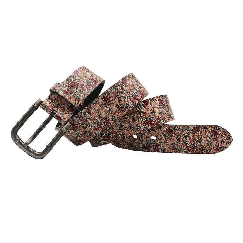 Decorated Red Maples Printed Leather Belt - image 3
