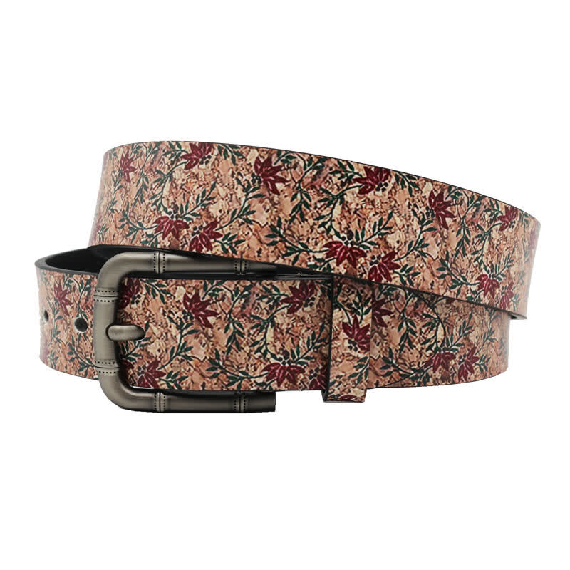 Decorated Red Maples Printed Leather Belt - image 1