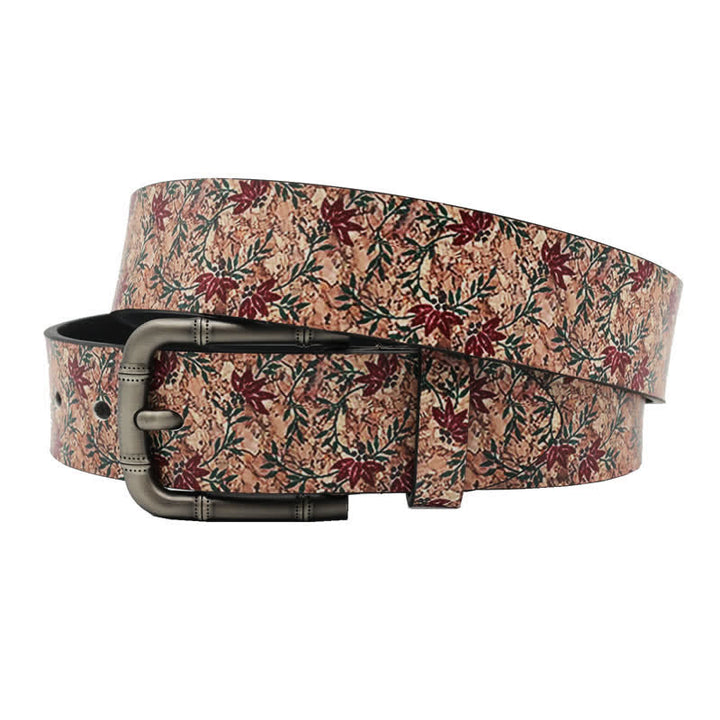Decorated Red Maples Printed Leather Belt - image 1