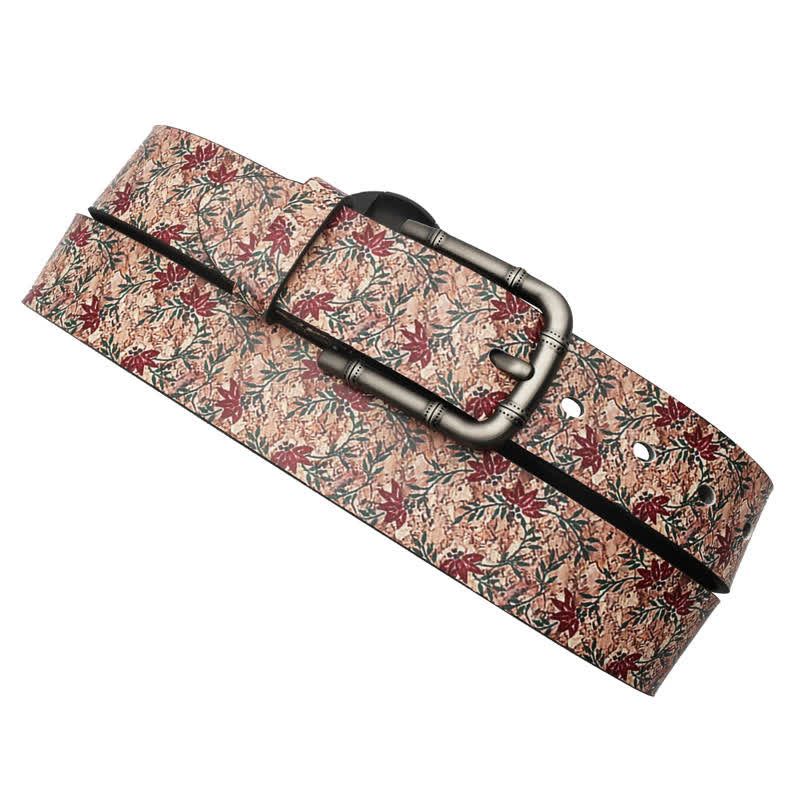Decorated Red Maples Printed Leather Belt - image 5