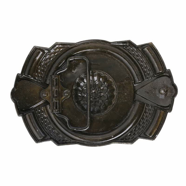 Men's DIY Indian Wood Bead Buckle Leather Belt - image 1