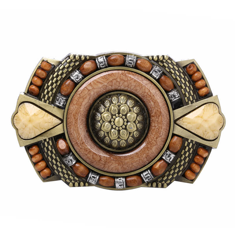 Men's DIY Indian Wood Bead Buckle Leather Belt - image 2