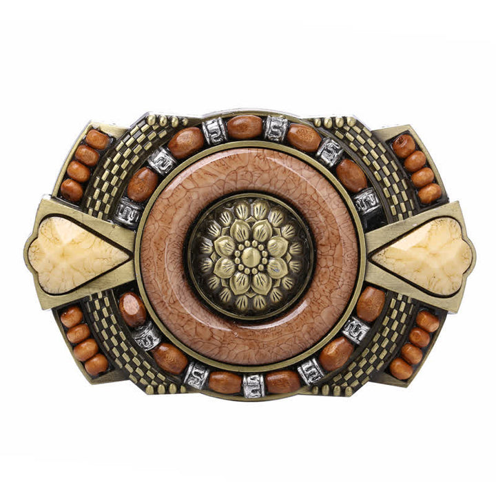 Men's DIY Indian Wood Bead Buckle Leather Belt - image 2