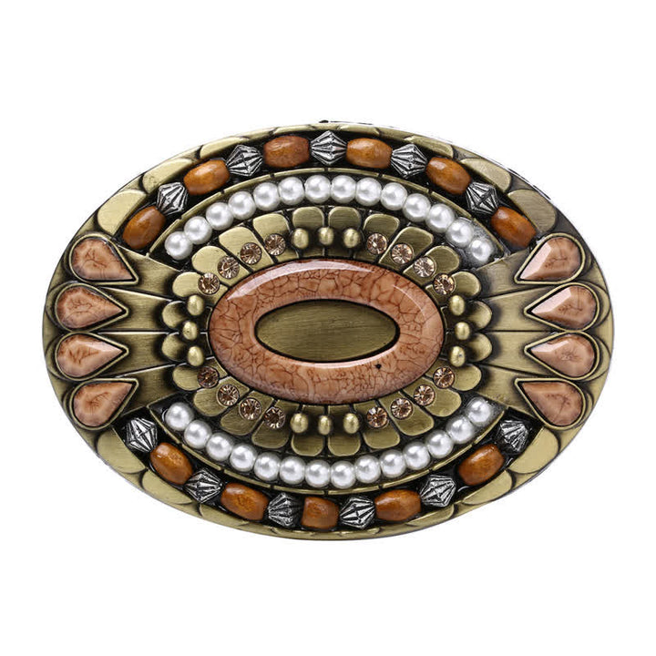 Men's DIY Indian Wood Bead Buckle Leather Belt - Round - Without Belt - image 10