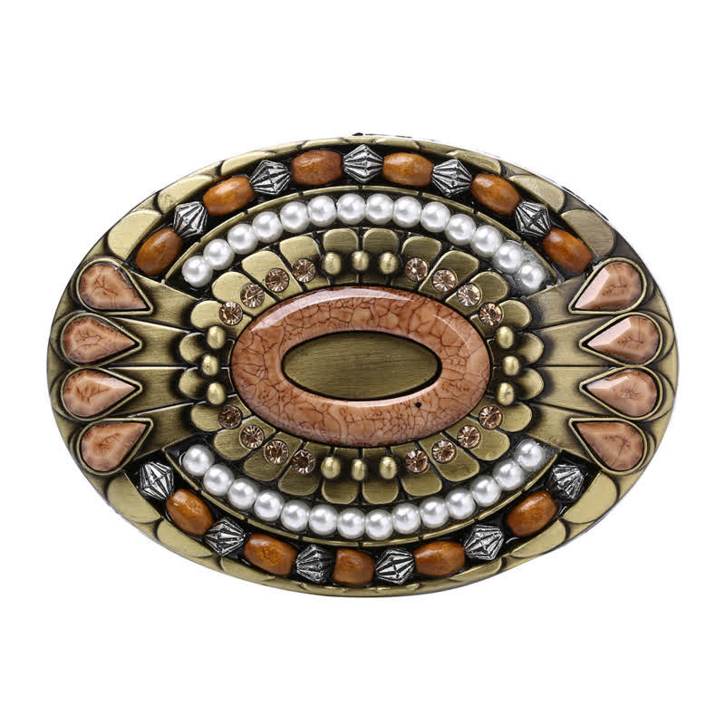 Men's DIY Indian Wood Bead Buckle Leather Belt - Round - Without Belt - image 10
