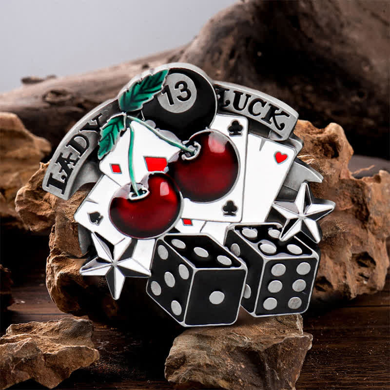 Men's DIY Cherry Poker Dice Buckle Leather Belt - Poker & Dice - Without Belt - image 0