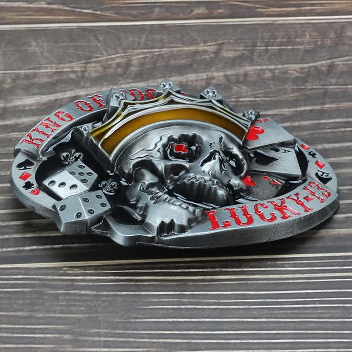 Men's DIY King Of Fools Lucky 13 Buckle Leather Belt - image 3