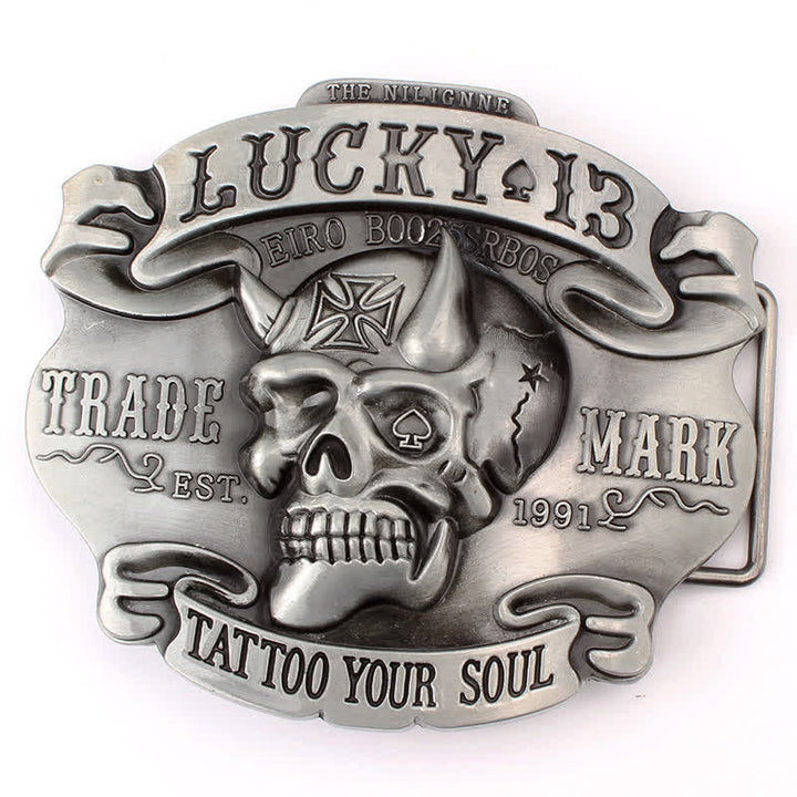 Men's DIY King Of Fools Lucky 13 Buckle Leather Belt - Tattoo Your Soul - Without Belt - image 11