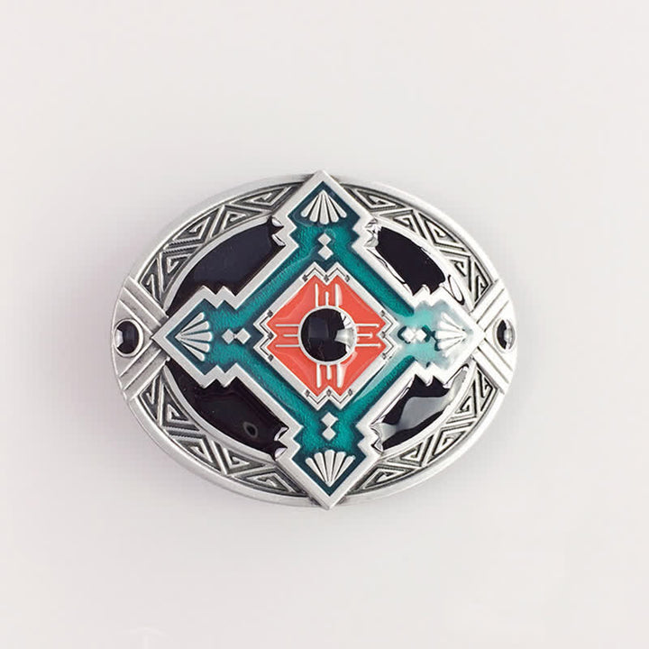 Men's DIY Native Indian Western Buckle Leather Belt - image 2