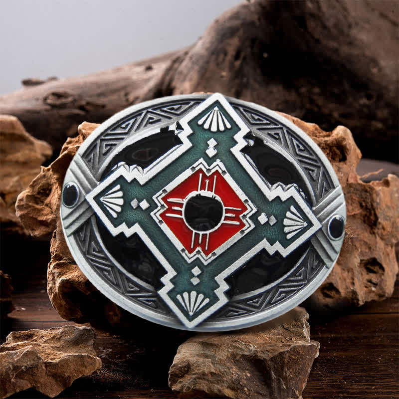 Men's DIY Native Indian Western Buckle Leather Belt - Red - Without Belt - image 0