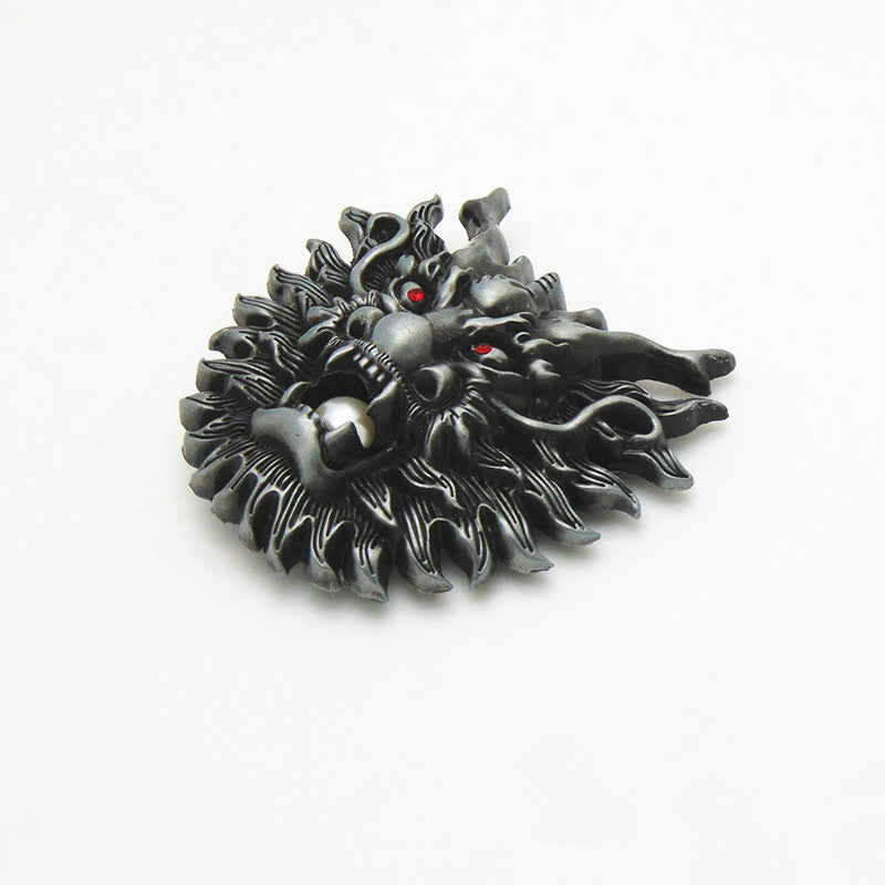 Men's DIY Fiery Dragon White Pearl Buckle Leather Belt - image 3
