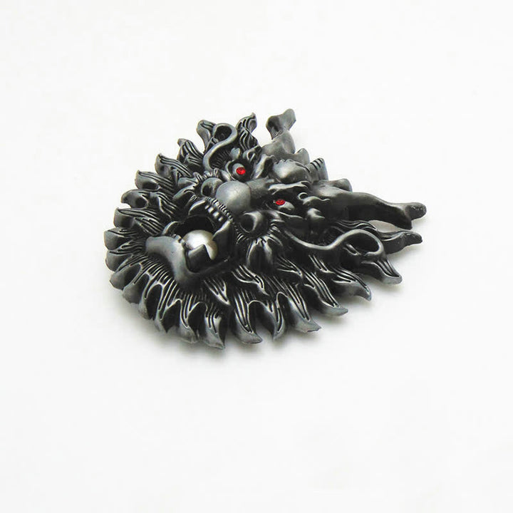 Men's DIY Fiery Dragon White Pearl Buckle Leather Belt - image 3