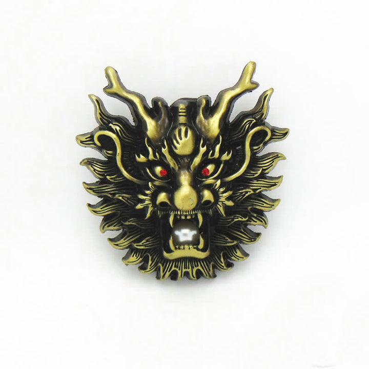 Men's DIY Fiery Dragon White Pearl Buckle Leather Belt - Antique Bronze - Without Belt - image 12