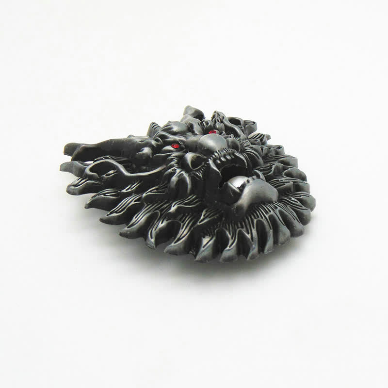 Men's DIY Fiery Dragon White Pearl Buckle Leather Belt - image 4