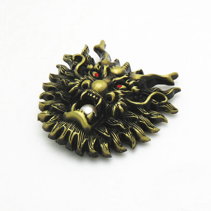 Men's DIY Fiery Dragon White Pearl Buckle Leather Belt - image 13