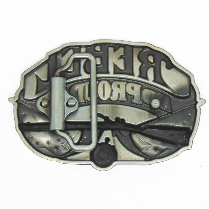 Men's DIY Western Flag Proud Buckle Leather Belt - image 1