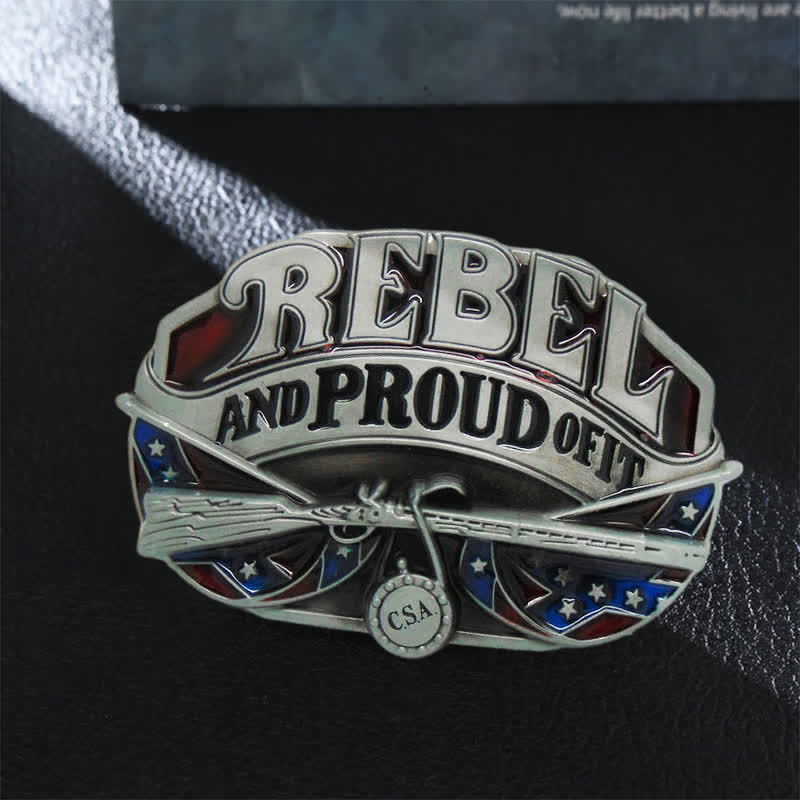 Men's DIY Western Flag Proud Buckle Leather Belt - Rebel - Without Belt - image 0