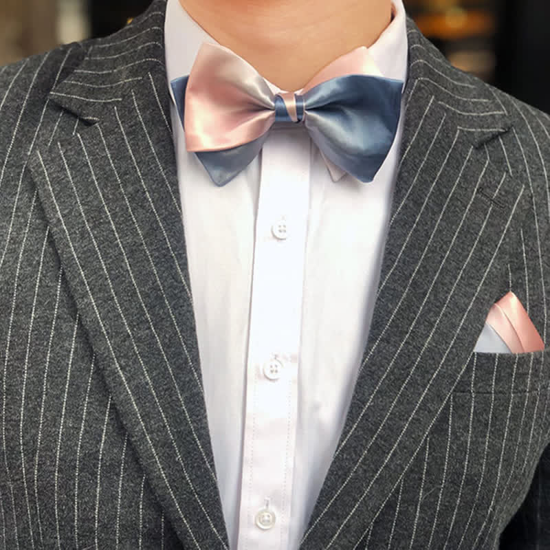 Men's Pink & Blue Color Gradient Bow Tie - image 11