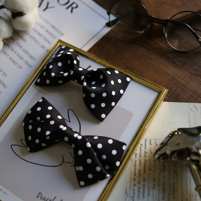Men's Elegant White Polka Dots Bow Tie - image 12