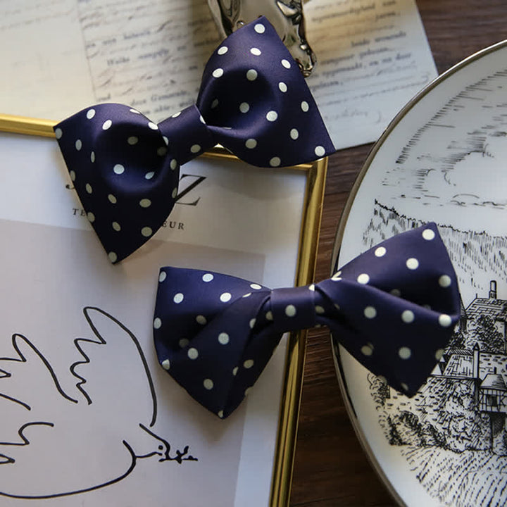Men's Elegant White Polka Dots Bow Tie - image 6