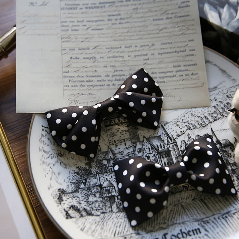 Men's Elegant White Polka Dots Bow Tie - image 11