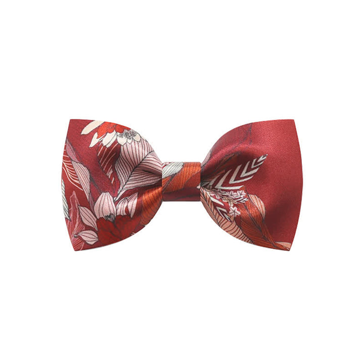 Men's Red Flower Printed Wedding Bow Tie - Style #1 - image 0