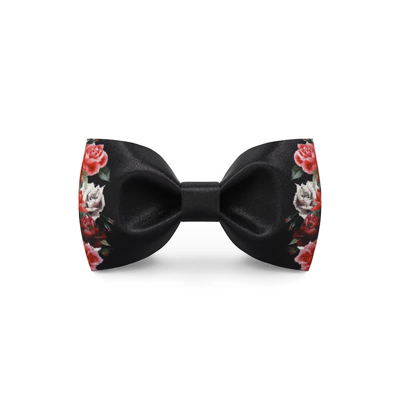 Men's Red Flower Printed Wedding Bow Tie - Style #3 - image 7