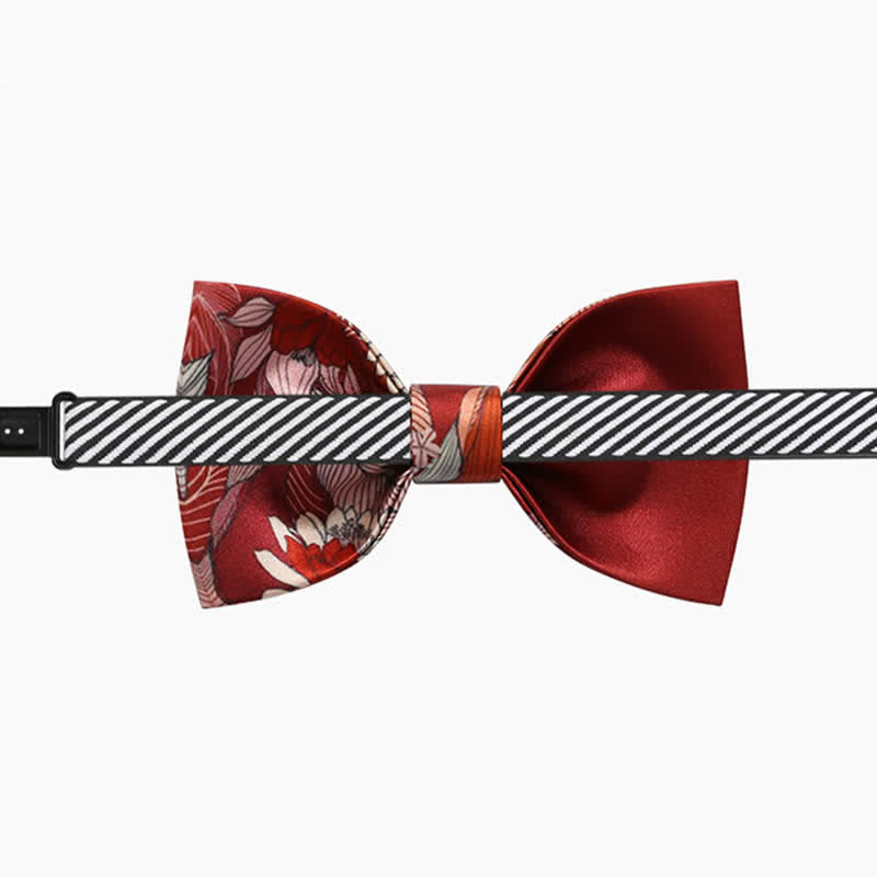 Men's Red Flower Printed Wedding Bow Tie - image 5