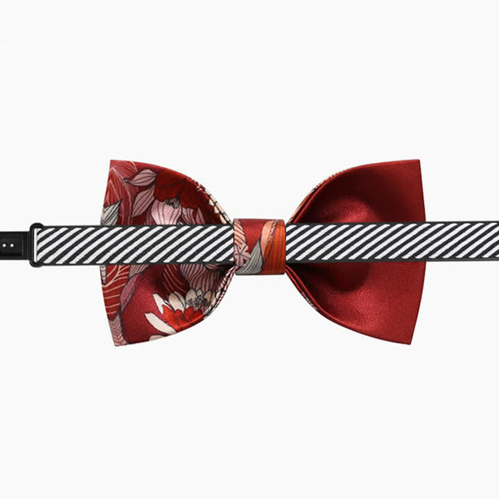 Men's Red Flower Printed Wedding Bow Tie - image 5
