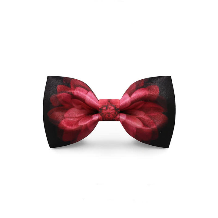 Men's Red Flower Printed Wedding Bow Tie - Style #2 - image 6