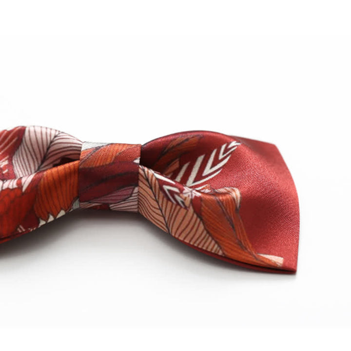 Men's Red Flower Printed Wedding Bow Tie - image 4