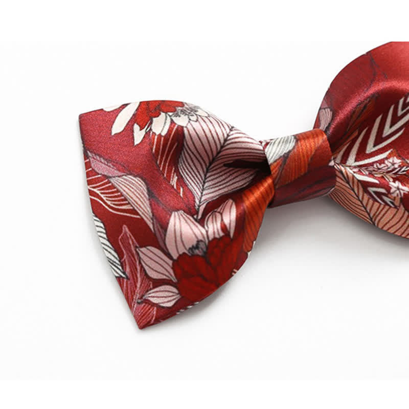 Men's Red Flower Printed Wedding Bow Tie - image 2