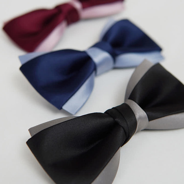 Men's Contrast Color Double Layered Bow Tie - image 3