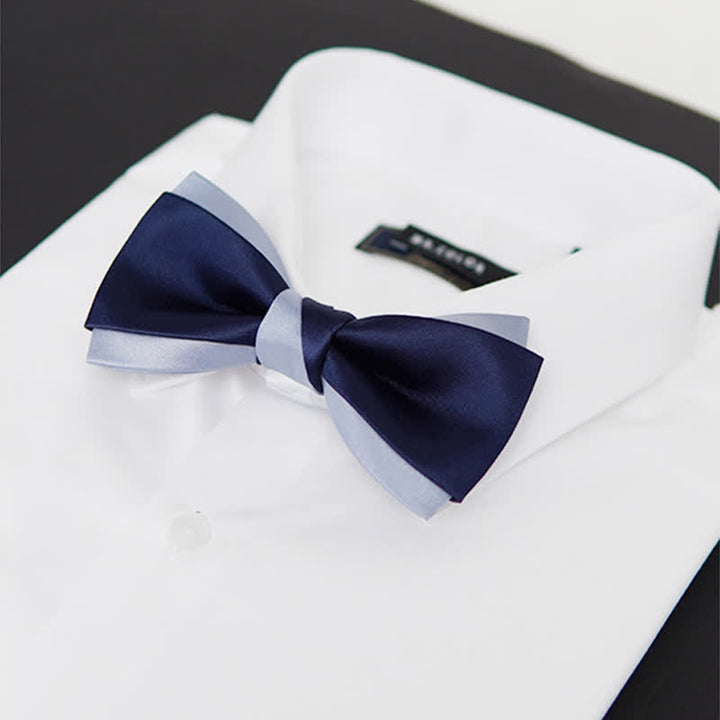 Men's Contrast Color Double Layered Bow Tie - image 7