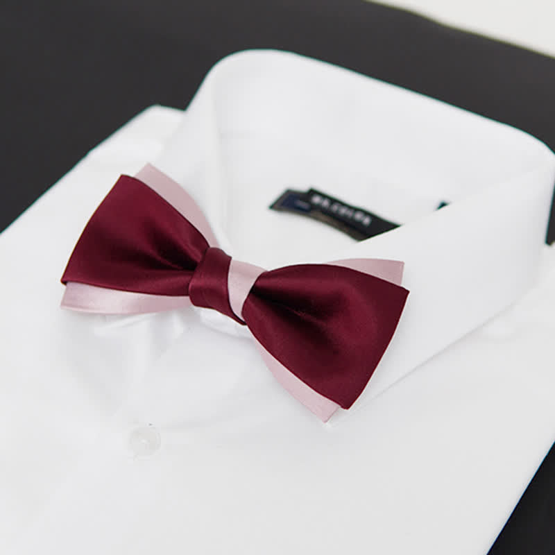 Men's Contrast Color Double Layered Bow Tie - image 5