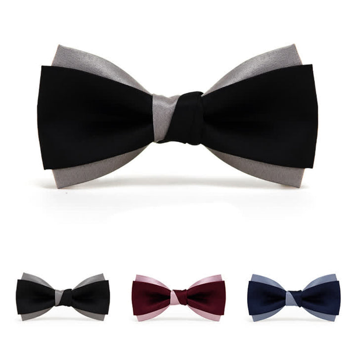 Men's Contrast Color Double Layered Bow Tie - image 1