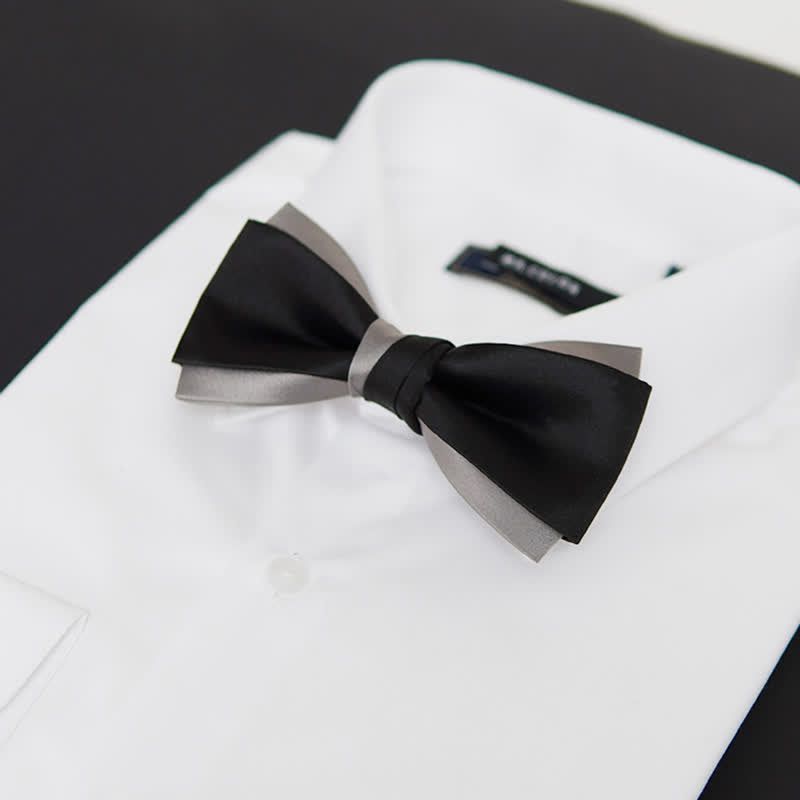 Men's Contrast Color Double Layered Bow Tie - image 2