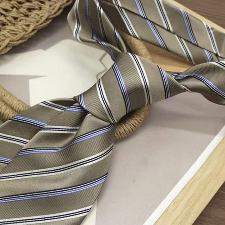 Men's Classic Striped Wide Real Silk Necktie - image 3