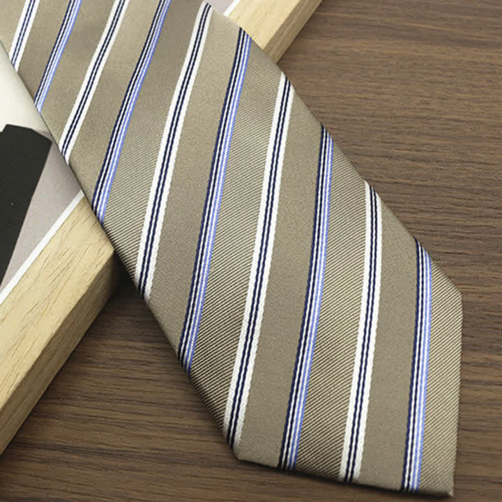Men's Classic Striped Wide Real Silk Necktie - image 4