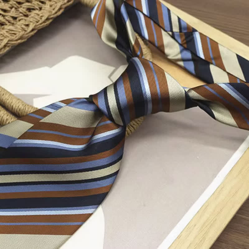 Men's Classic Striped Wide Real Silk Necktie - image 1