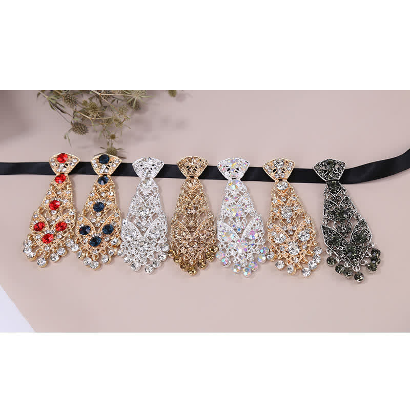 Men's Rhinestone Crystal Short Tie Glitter Wedding Necktie - image 2