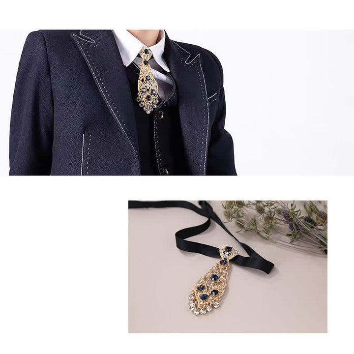 Men's Rhinestone Crystal Short Tie Glitter Wedding Necktie - image 5