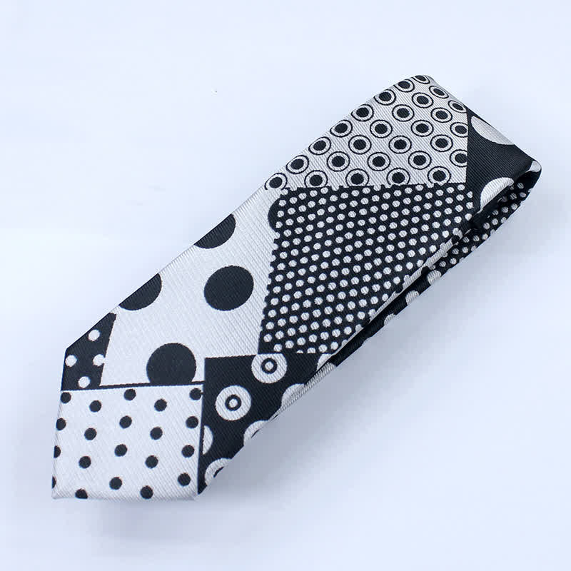 Men's Polka Dot Black And White Necktie - image 4