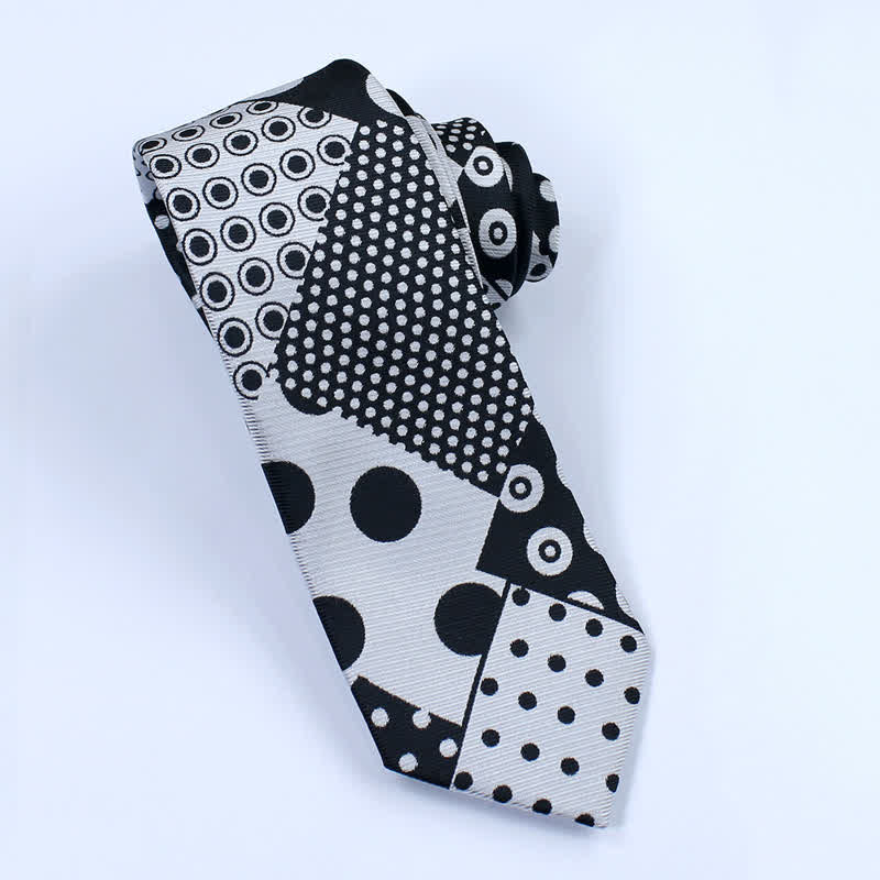 Men's Polka Dot Black And White Necktie - image 2