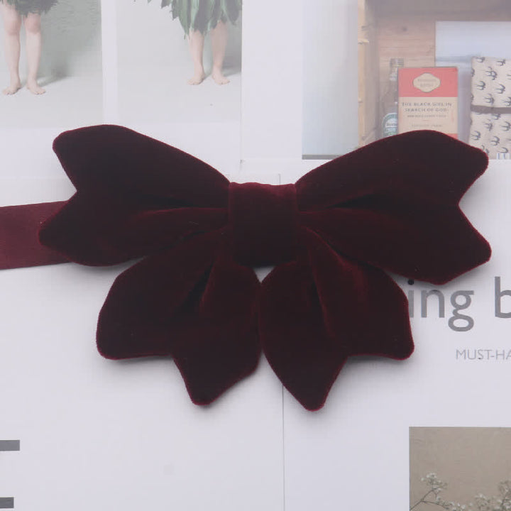 Men's Retro Velvet Unique Butterfly Knot Bow Tie - Dark Red - image 5