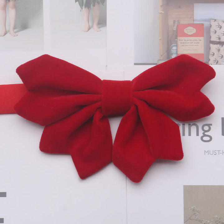 Men's Retro Velvet Unique Butterfly Knot Bow Tie - Red - image 1
